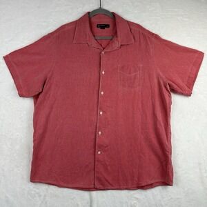 Cremieux Classics Mens‎ Shirt Size XXL Red Short Sleeve Collared Silk Cotton